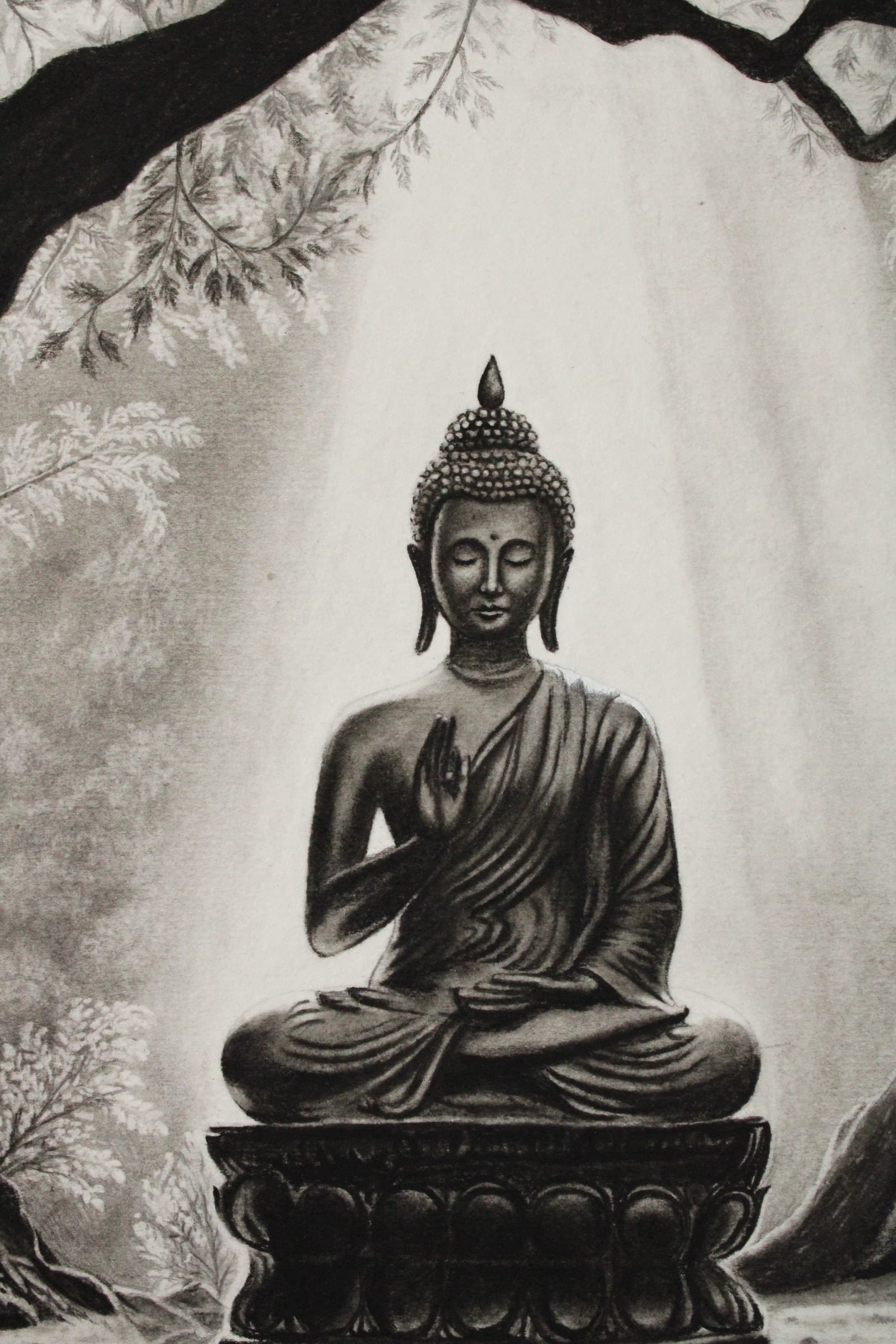 Charcoal Pencil Budhha Sketch by Minal's Art Studio