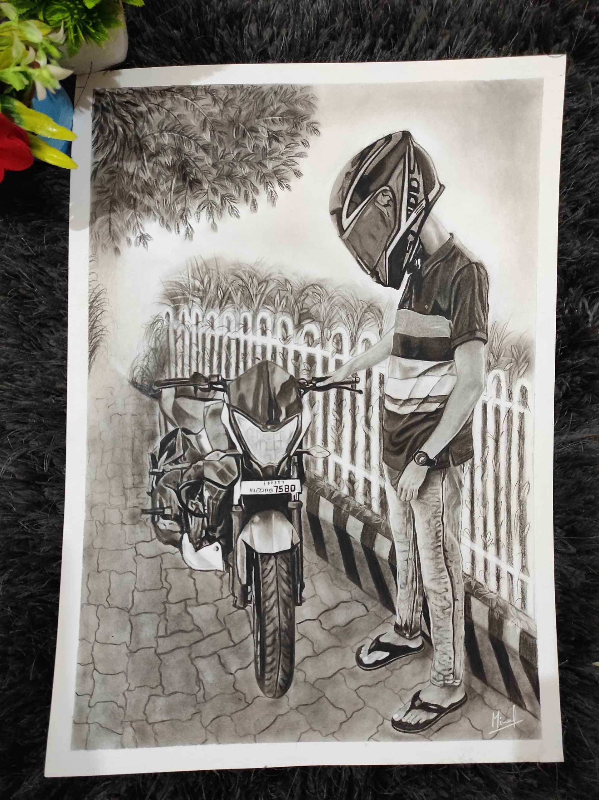 Single Portrait in Pencil - view 1